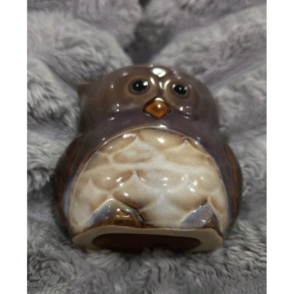 Ceramic Owl Planter/Candle Holder Nicely Painted Small Whimsical Vintage